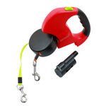 Doppelte Rückziehbare Hundeleine | Mit Taschenlampe und Halter für Hundekotbeutel
