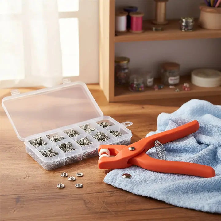 Practical snap fastener plier set for creative projects