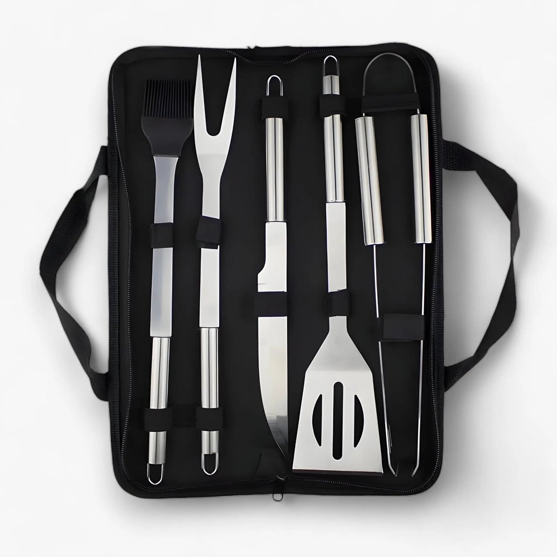 Stainless Steel BBQ Utensil Set | With Carry Bag for On The Go | Secure Grip with Heat Protection