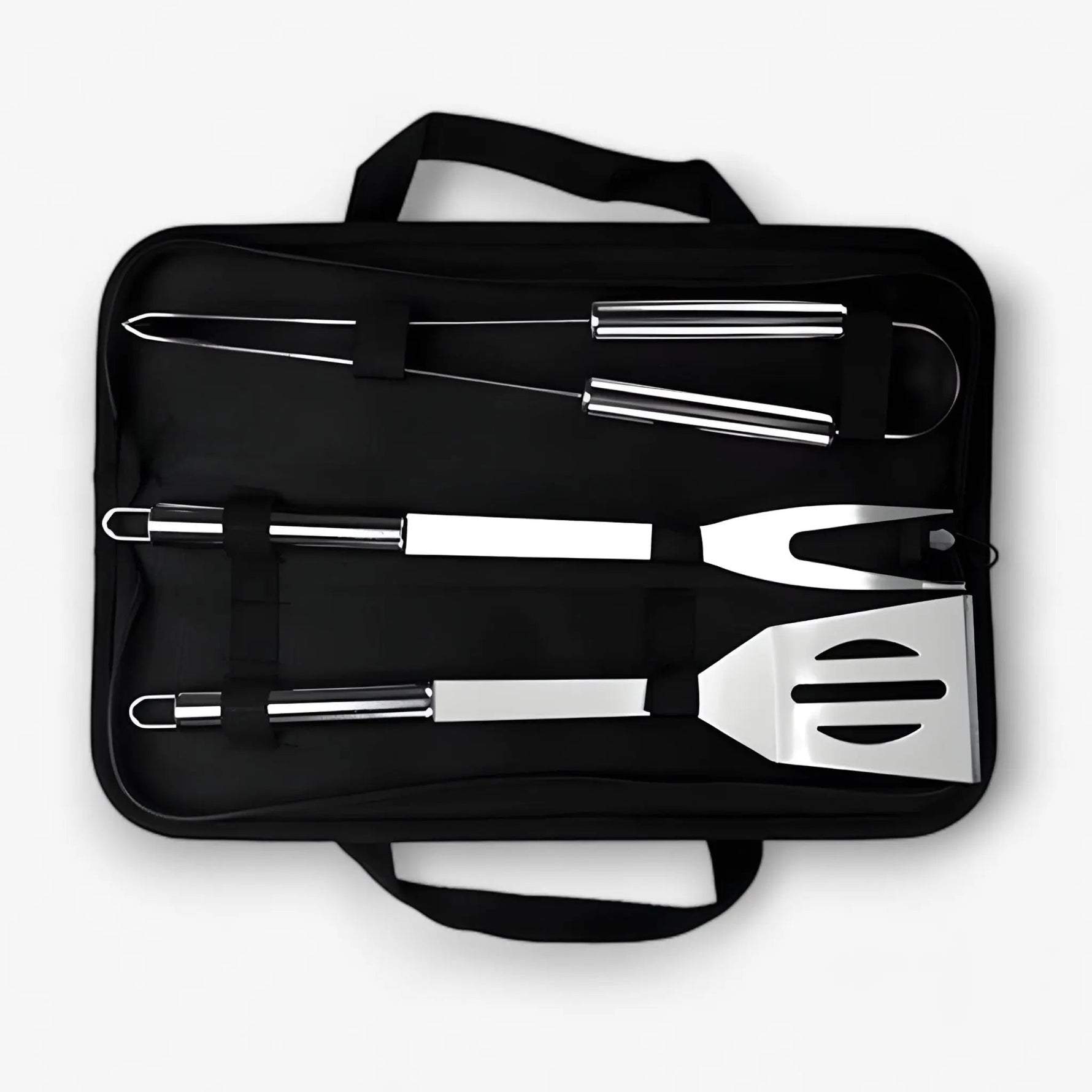 Stainless Steel BBQ Utensil Set | With Carry Bag for On The Go | Secure Grip with Heat Protection