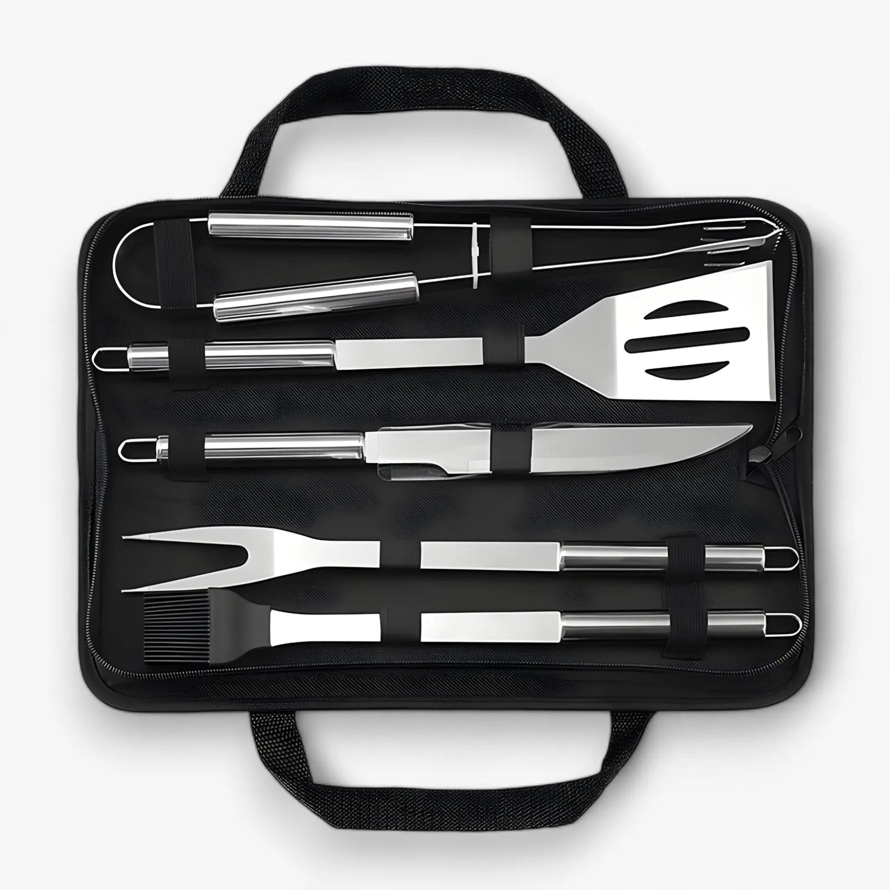 Stainless Steel BBQ Utensil Set | With Carry Bag for On The Go | Secure Grip with Heat Protection