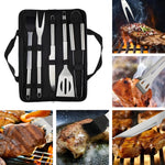 Stainless Steel BBQ Utensil Set | With Carry Bag for On The Go | Secure Grip with Heat Protection