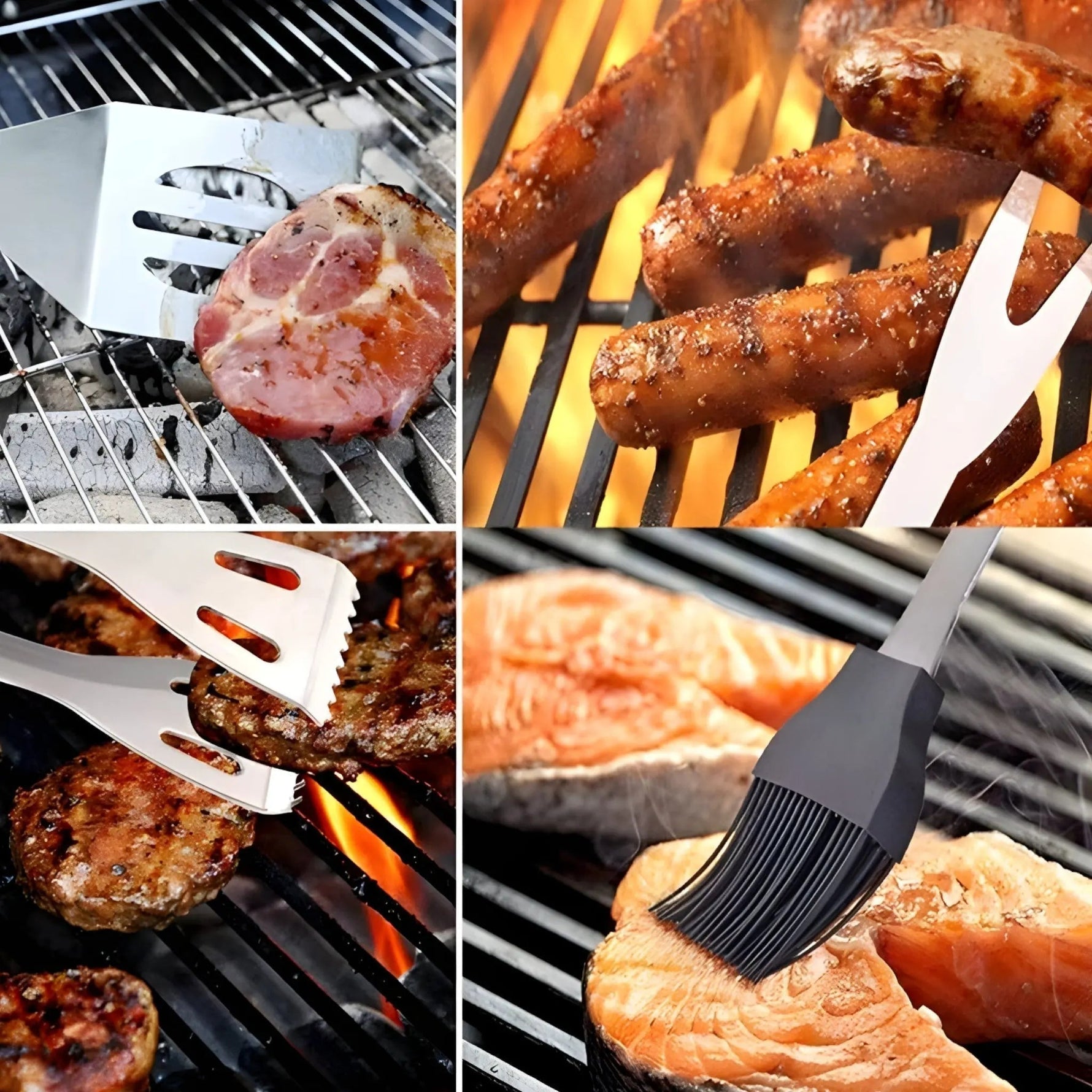 Stainless Steel BBQ Utensil Set | With Carry Bag for On The Go | Secure Grip with Heat Protection
