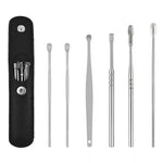 Practical ear cleaning set with 6 stainless steel tools and case