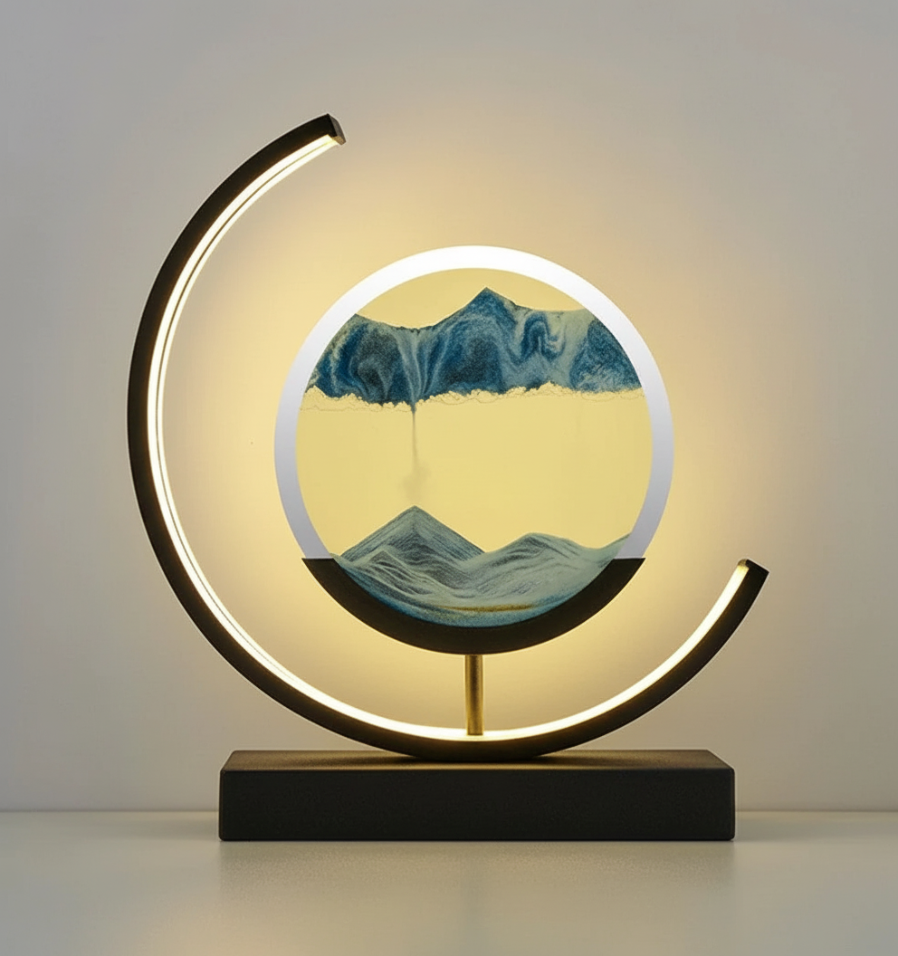 DuneGlow Tischlampe – Handgemachte Ambientelampe mit beruhigendem Licht und modernem Design