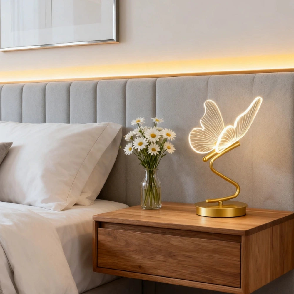 Stilvolle Schmetterling Tischlampe – Kabelloses Design mit Verstellbarem Licht