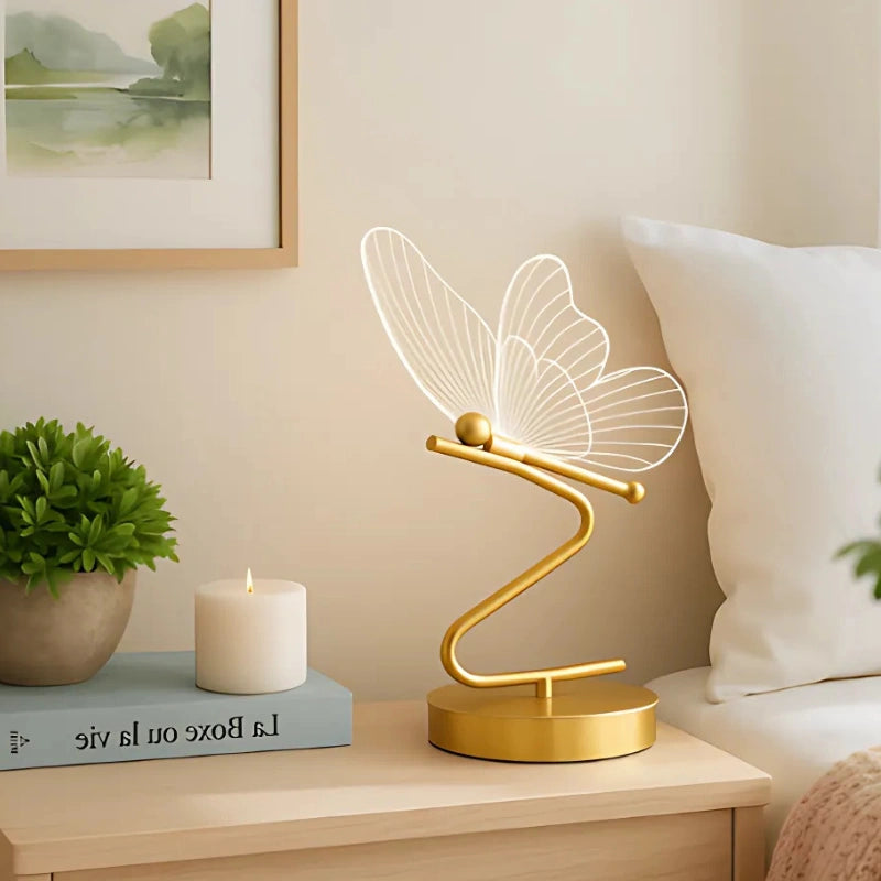 Stilvolle Schmetterling Tischlampe – Kabelloses Design mit Verstellbarem Licht