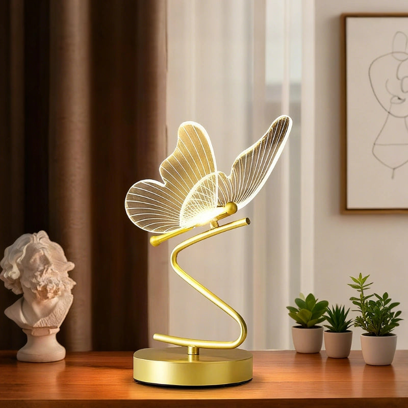 Stilvolle Schmetterling Tischlampe – Kabelloses Design mit Verstellbarem Licht