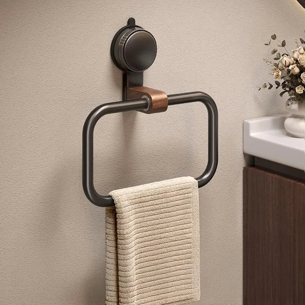 Stilvoller Handtuchhalter mit Walnussakzenten – 180° drehbar