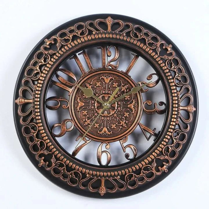 Stilvolle Vintage Wanduhr mit Dekorativem Metallrahmen – 40cm Durchmesser