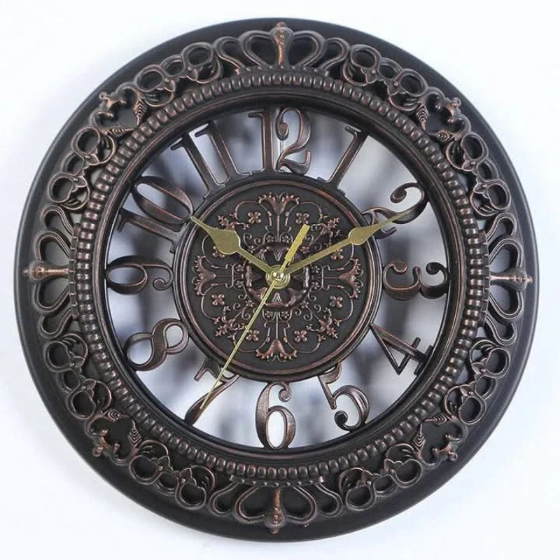 Stilvolle Vintage Wanduhr mit Dekorativem Metallrahmen – 40cm Durchmesser