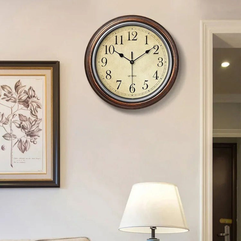 Stylish Wall Clock with Silent Quartz Movement – Metal Frame and Glass Dome