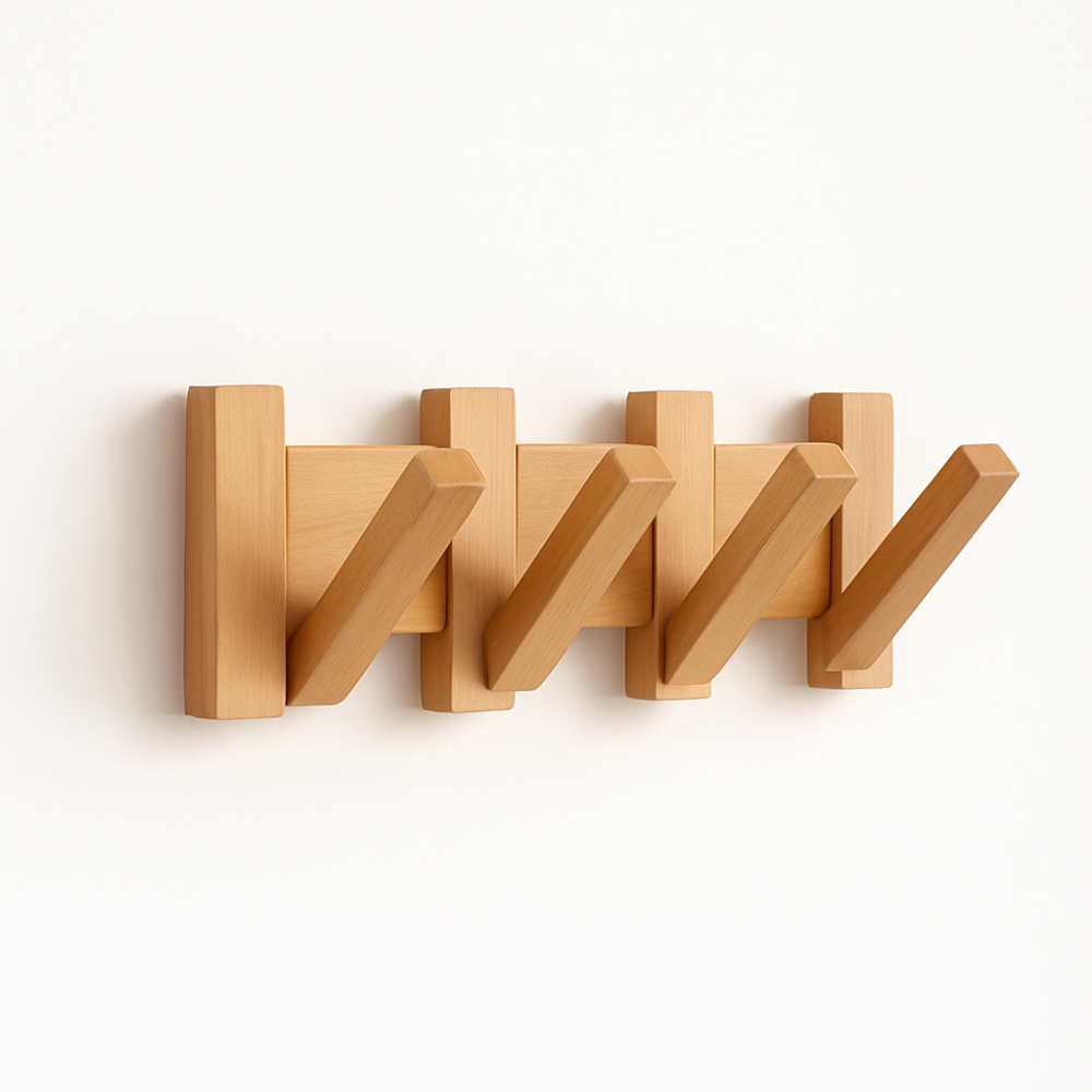 Elegant Wooden Coat Rack with Stylish Hooks – Practical Wall Solution
