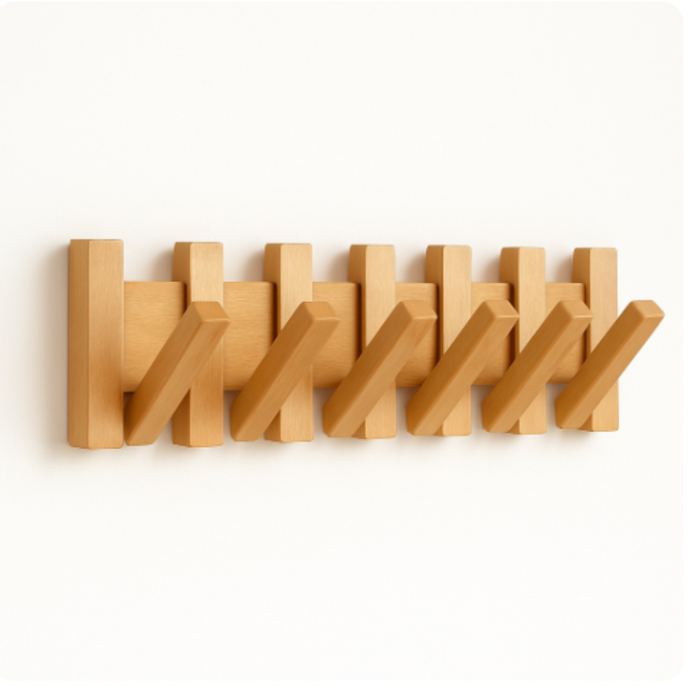 Elegant Wooden Coat Rack with Stylish Hooks – Practical Wall Solution