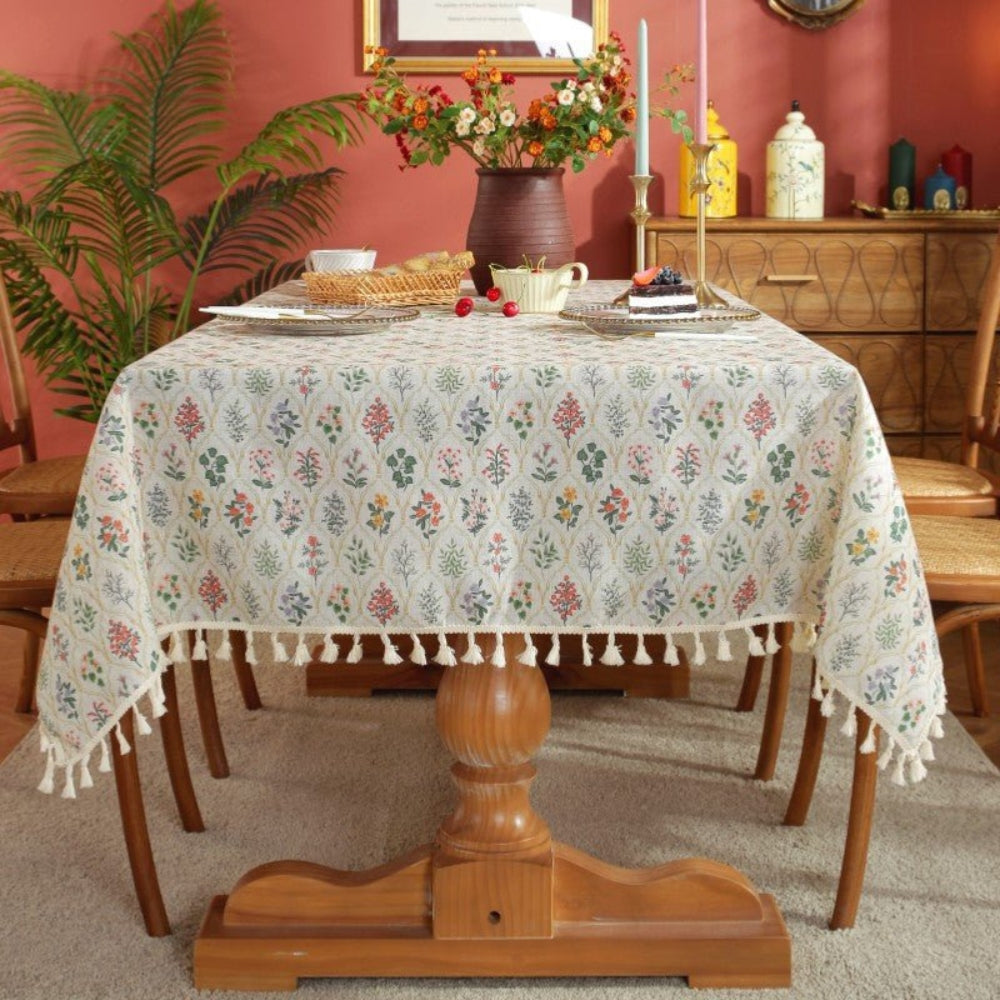 Floral Tablecloth with Tassels – Suitable for every occasion