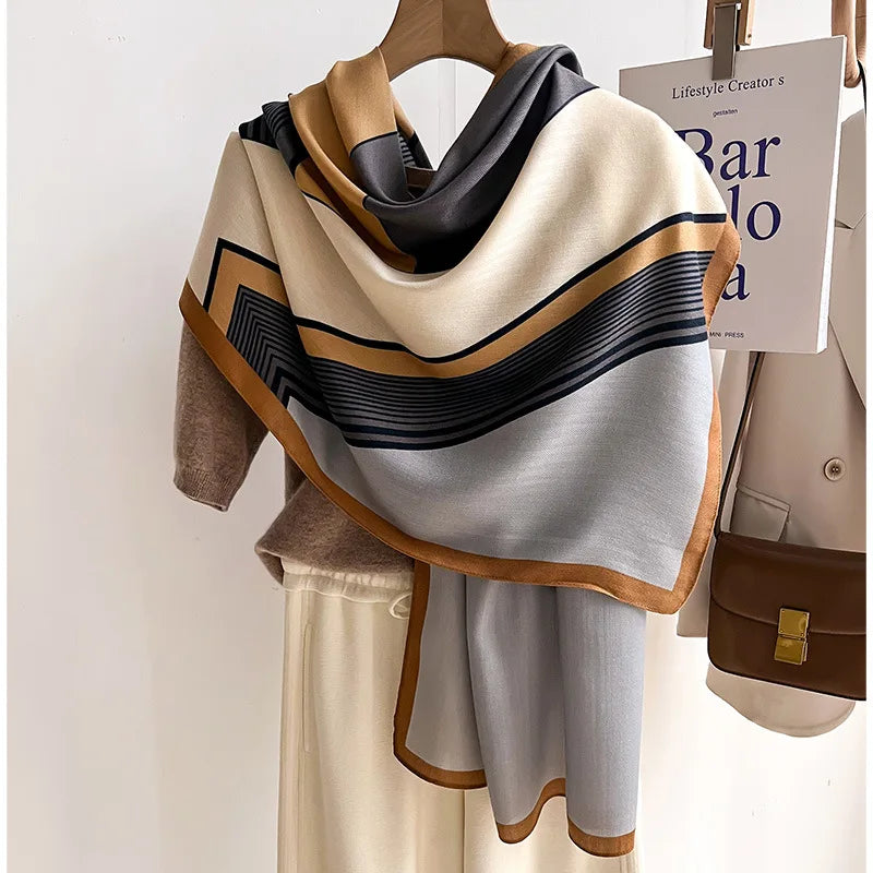 Eleganter Winter Schal aus feiner Wolle und Baumwolle für Damen
