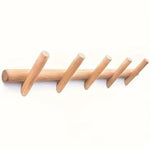 Stylish oak wall shelf with 5 practical hooks
