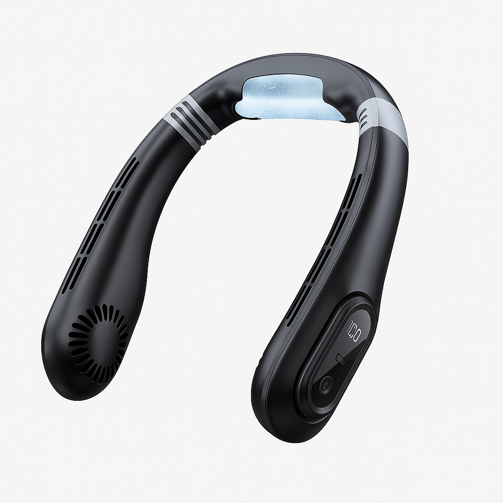 Tragbarer Nackenventilator – Persönliche Kühlung mit Digitalanzeige und USB-C