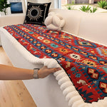 Non-slip sofa cover with colorful ethnic pattern
