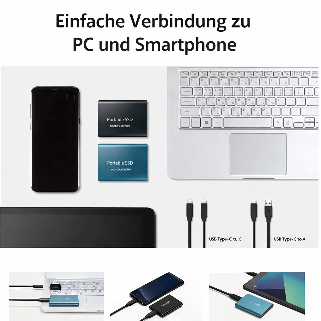 Ultra-kompakte 128GB SSD | USB 3.1 & USB-C | Stoßfestes Design