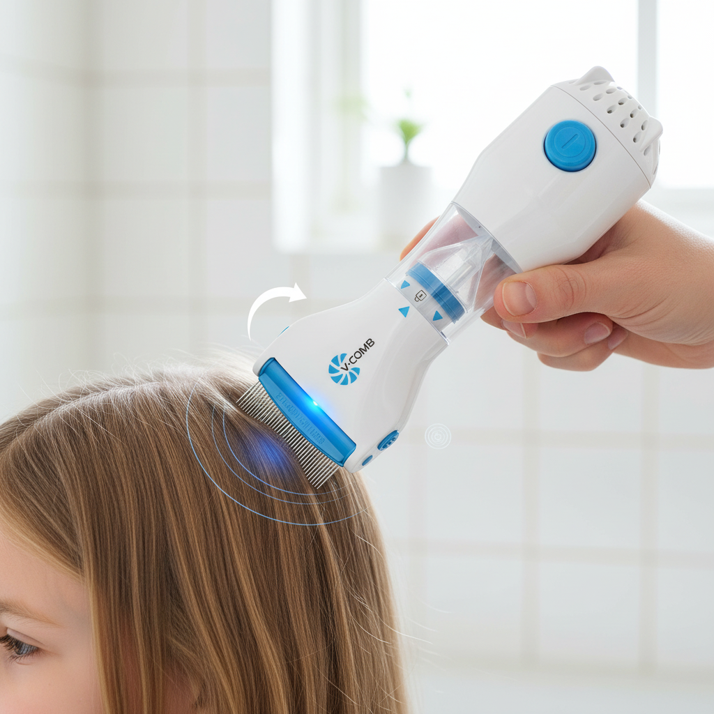 Efficient Head Lice Remover | Hygienic Vacuum System | Stainless Steel Tines | Chemical-Free Treatment | LED Light Control | Hygiene Filter Included