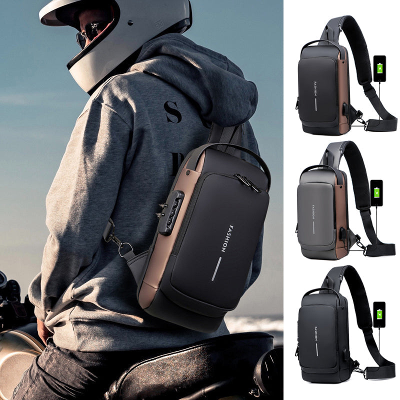 Secure shoulder bag with USB charging function