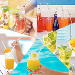 Elegante wiederverwendbare Glasstrohhalme mit Reinigungsbürste – 6er Set