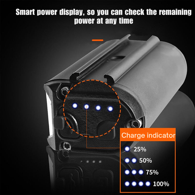 Bicycle light with 180-degree beam angle and battery indicator
