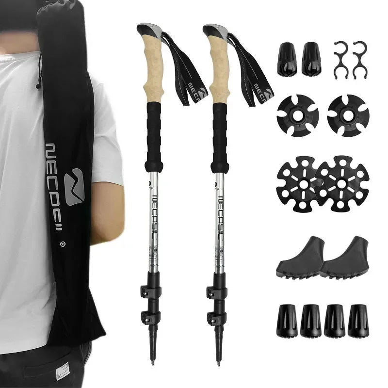 Aluminum Trekking Poles - Foldable with EVA Grip for Stability
