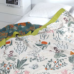 Natural cotton blanket with floral patterns