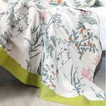 Natural cotton blanket with floral patterns