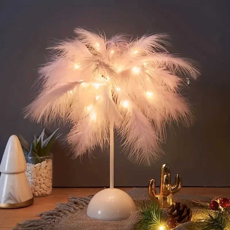Flauschige Tischlampe mit Warmweißem LED-Licht – Elegantes Nachtlicht für Schlafzimmer und Wohnzimmer