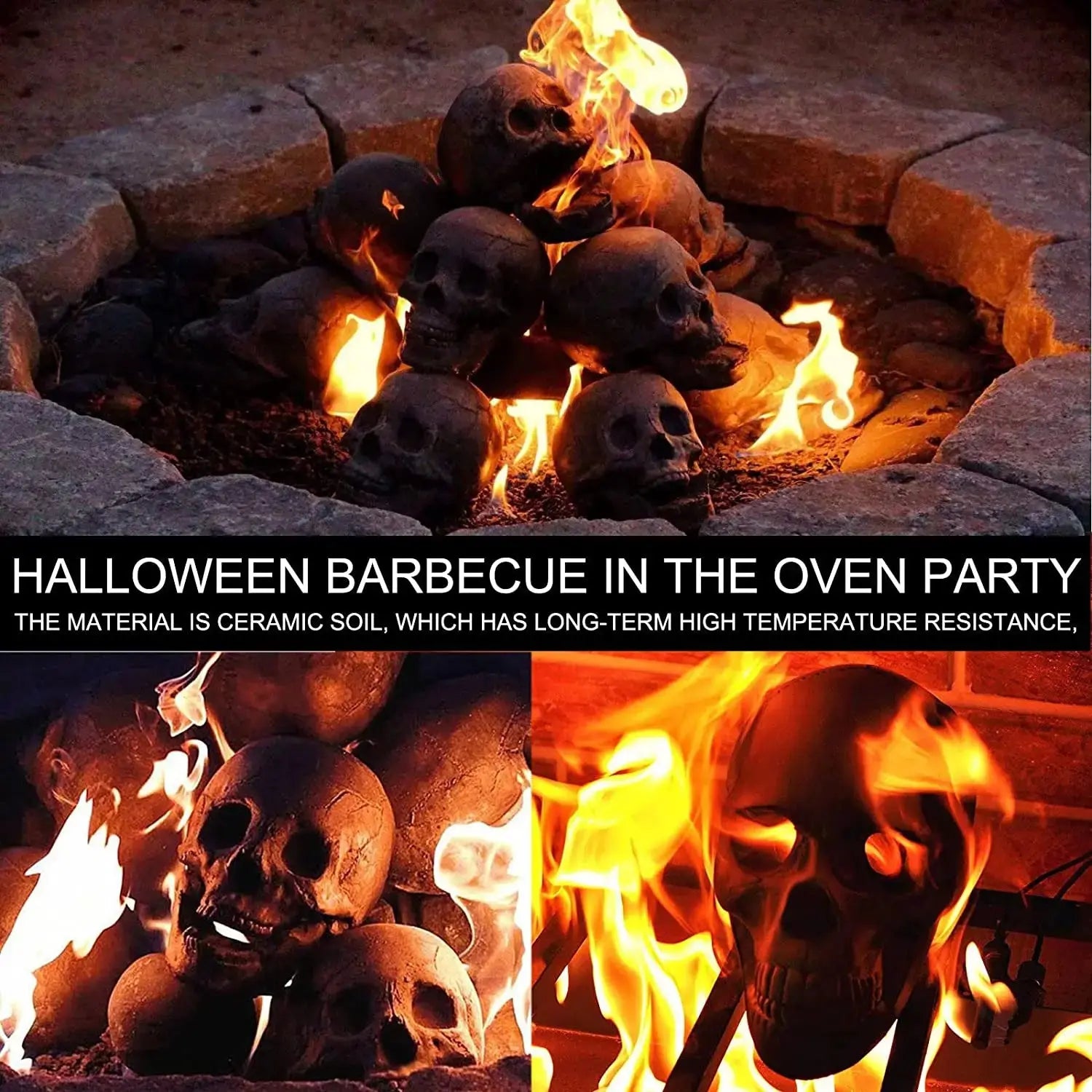 Creepy Elegance: Fireproof Skull Figurine for Your Decor