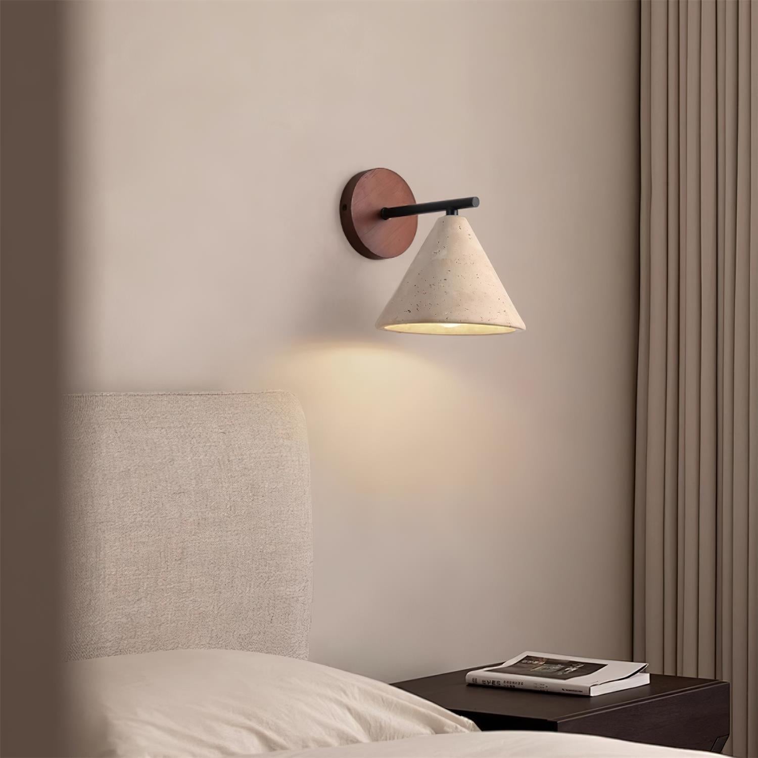 Natural Stone Wall Lamp – Stylish Wooden Light with Travertine Shade for Cozy Illumination