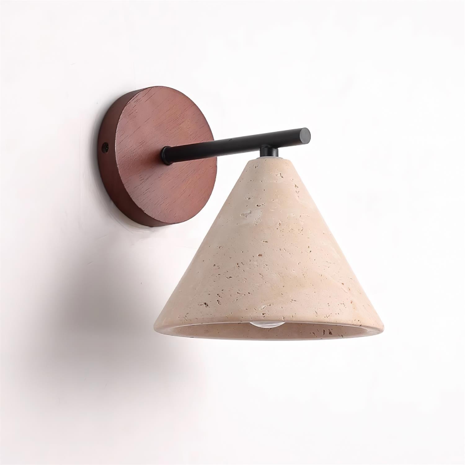 Natural Stone Wall Lamp – Stylish Wooden Light with Travertine Shade for Cozy Illumination