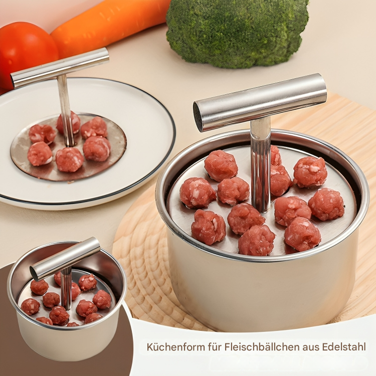 Praktischer Fleischbällchenformer aus Edelstahl für perfekte Portionen