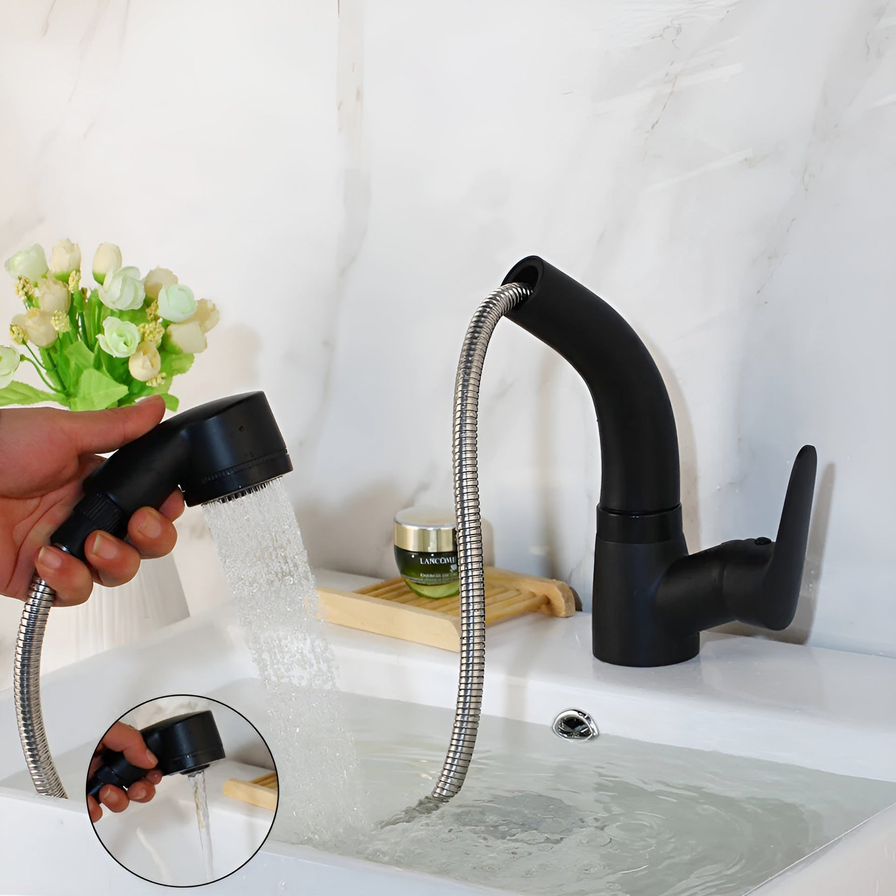 Eleganter Waschbeckenarmatur mit ausziehbarem Sprühkopf – Erweitertes Design