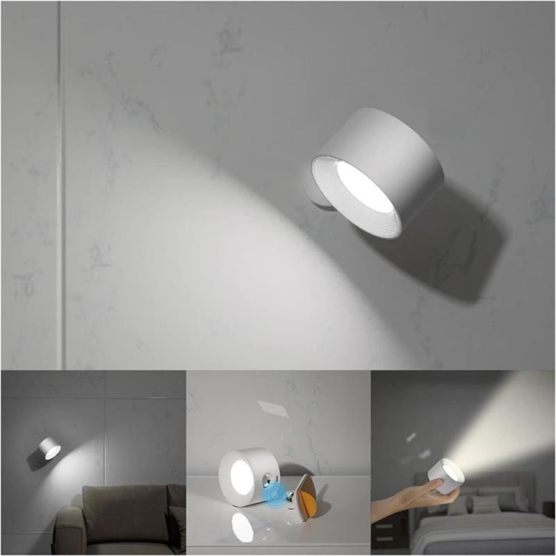 Kabellose Wandlampe mit Touchsteuerung und 360° Drehung