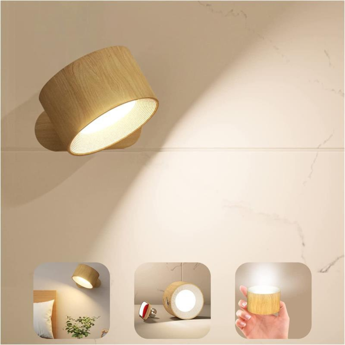 Kabellose Wandlampe mit Touchsteuerung und 360° Drehung