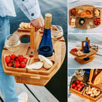 Compact Foldable Wooden Wine Table for On the Go