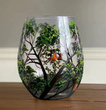 Weingläser mit Jahreszeitenbaum - Handbemalte Kunstwerke