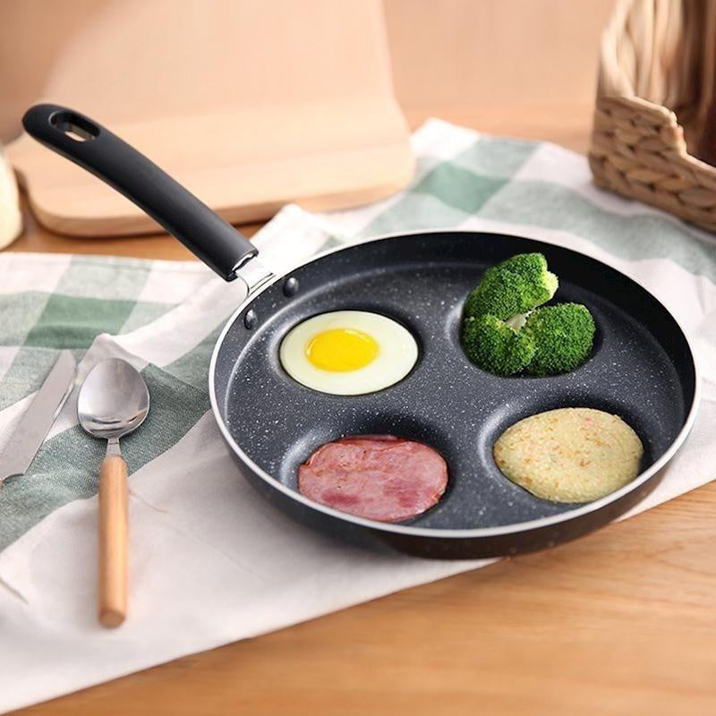 Versatile 4-Compartment Frying Pan for Healthy Meals