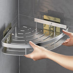 Aluminum Corner Shelf for Wall - Space-Saving Bathroom Organizer No Drilling