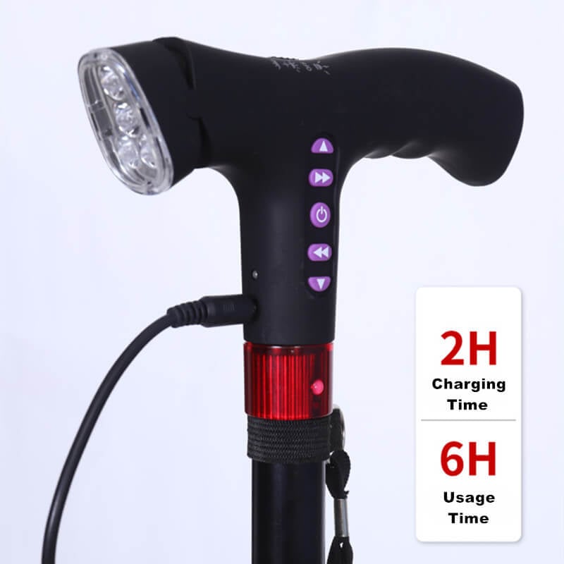 Secure walking aid with fall alarm and individually adjustable height