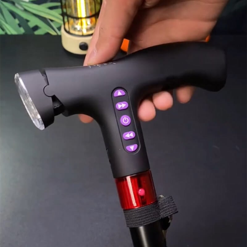 Secure walking aid with fall alarm and individually adjustable height