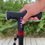 Secure walking aid with fall alarm and individually adjustable height