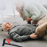 Secure walking aid with fall alarm and individually adjustable height