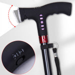 Secure walking aid with fall alarm and individually adjustable height