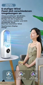 Luftkühler ohne Blätter – USB Ventilator mit Timer und Befeuchtung