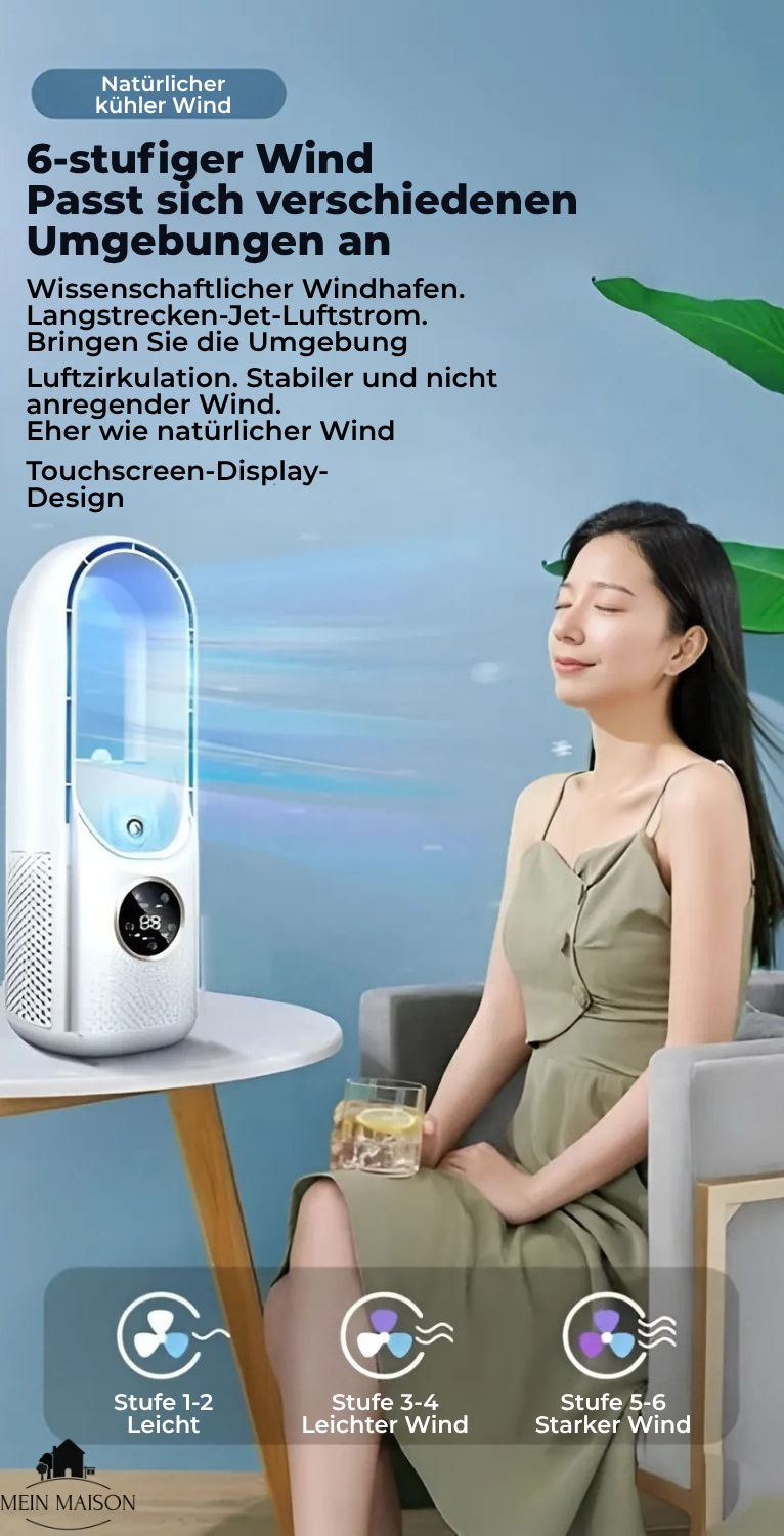 Luftkühler ohne Blätter – USB Ventilator mit Timer und Befeuchtung